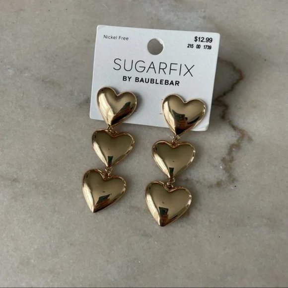 BaubleBar Jewelry - SUGARFIX by BaubleBar | Gilded Tiered Heart Stud Earrings | New with Tags